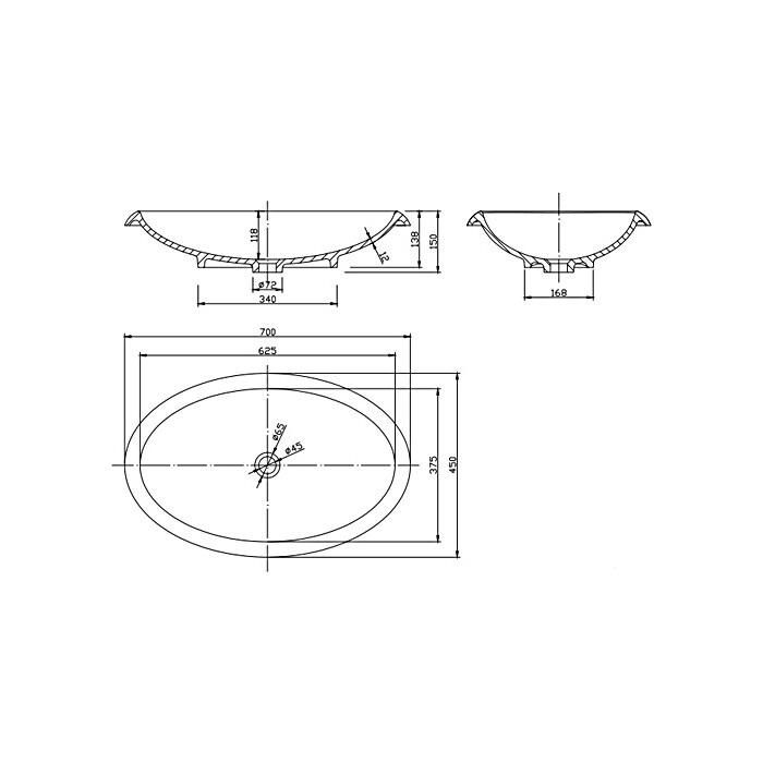 Раковина накладная 70см MonteBianco Bolsena 12045 белый матовый