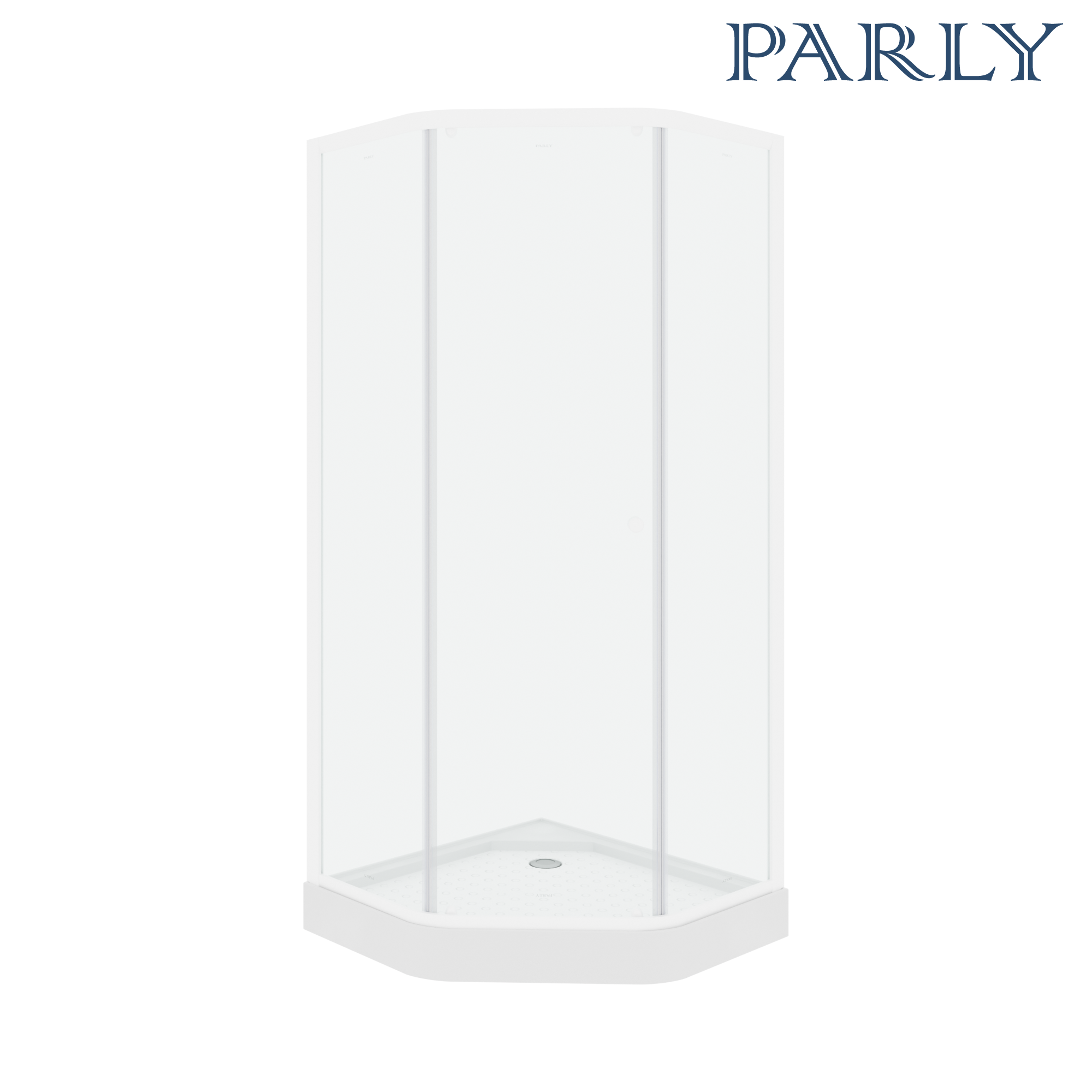 Душевой угол Parly 90x90x197 профиль белый, стекло прозрачное