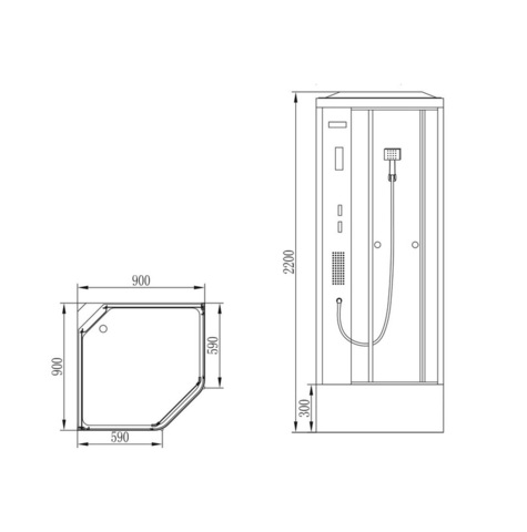Душевая кабина Orans 86150S0 90x90x220 профиль белый, стекло прозрачное