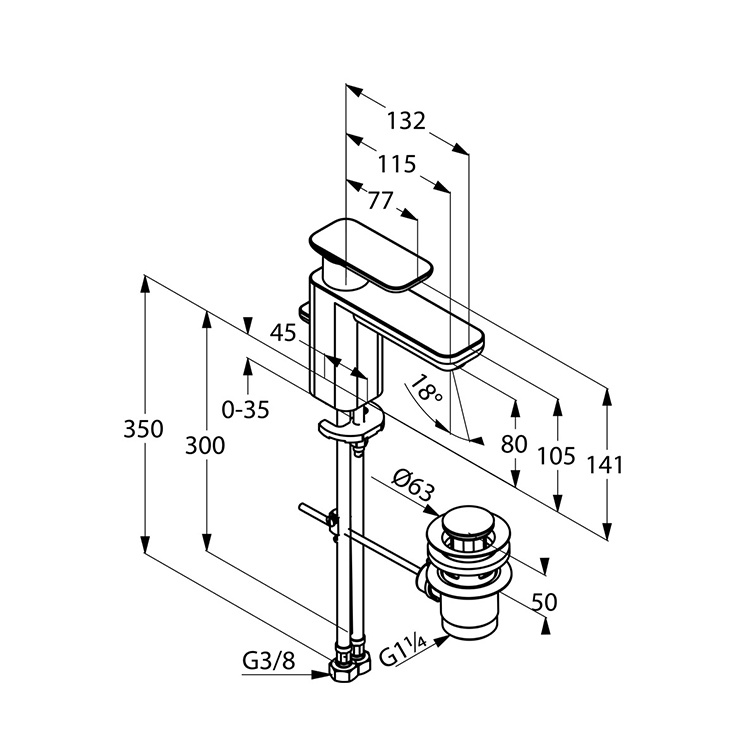 Смеситель для раковины Kludi E2 490230575 хром