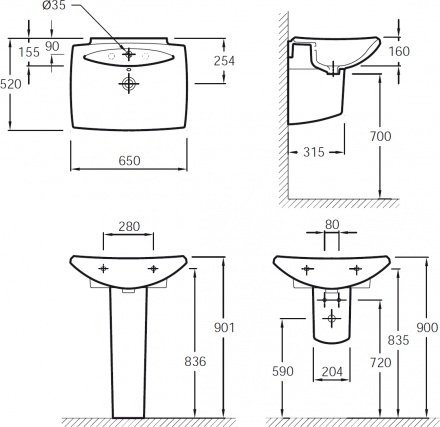 Раковина Jacob Delafon Escale E1211 65 см