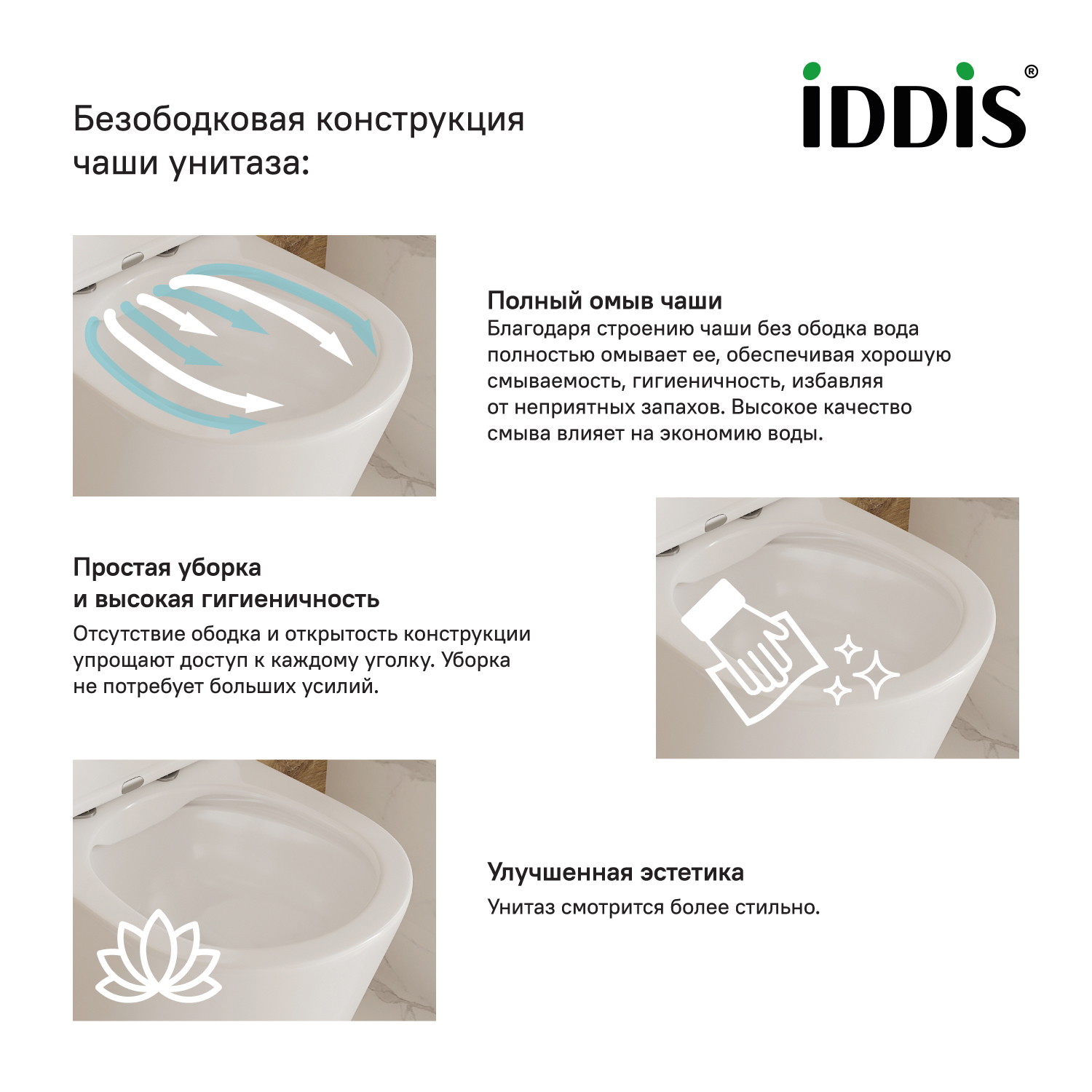 Унитаз напольный IDDIS Edifice Rimless EDIRDSEi24 белый, с сиденьем микролифт