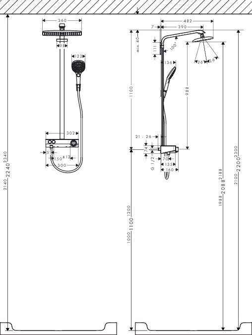 Душевая стойка Hansgrohe Raindance Select E 27288400 хром/белый