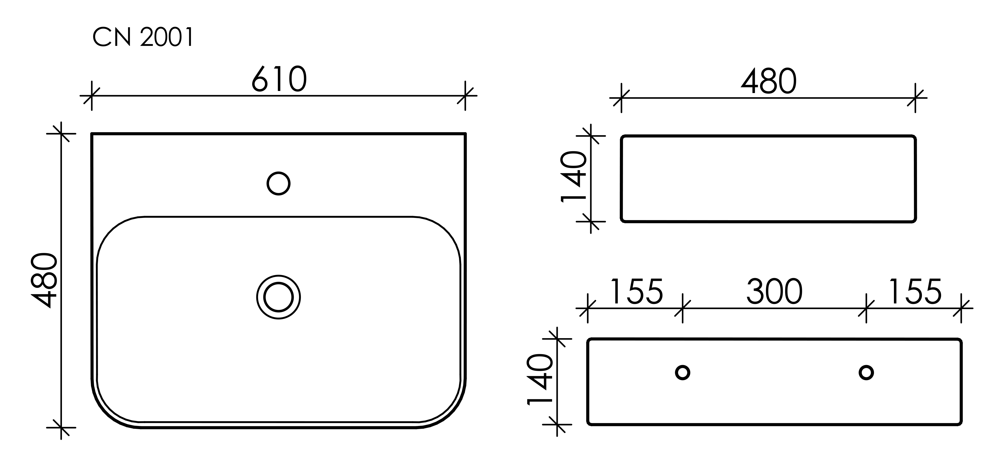 Раковина подвесная 61см Ceramica Nova Aura CN2001 белый