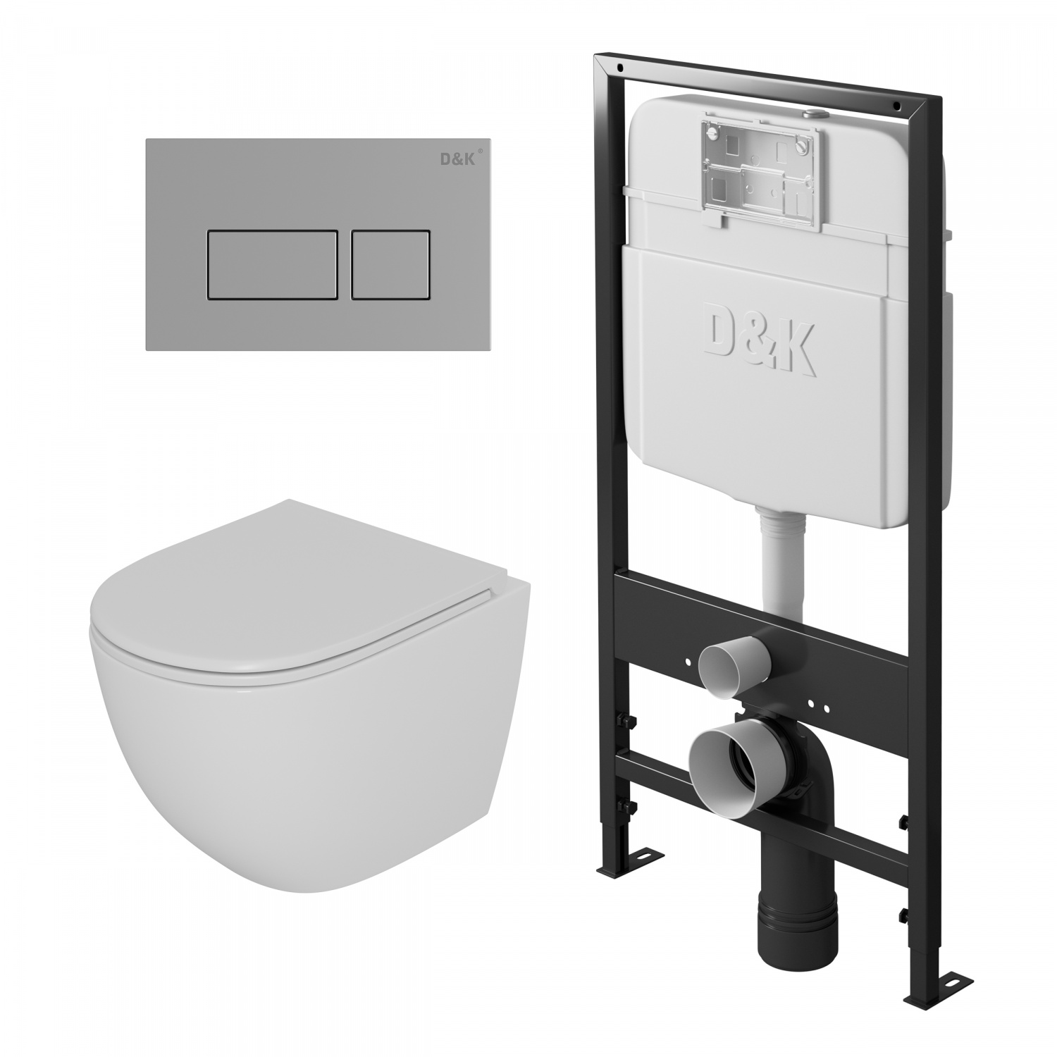 Комплект (инсталляция + унитаз + клавиша смыва) D&K Matrix DS1391605 белый