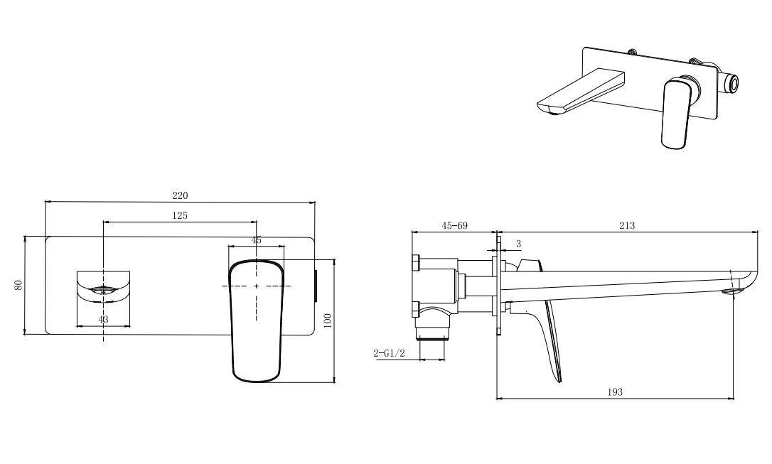 Смеситель для раковины Aquatek Вега AQ1013MB черный матовый
