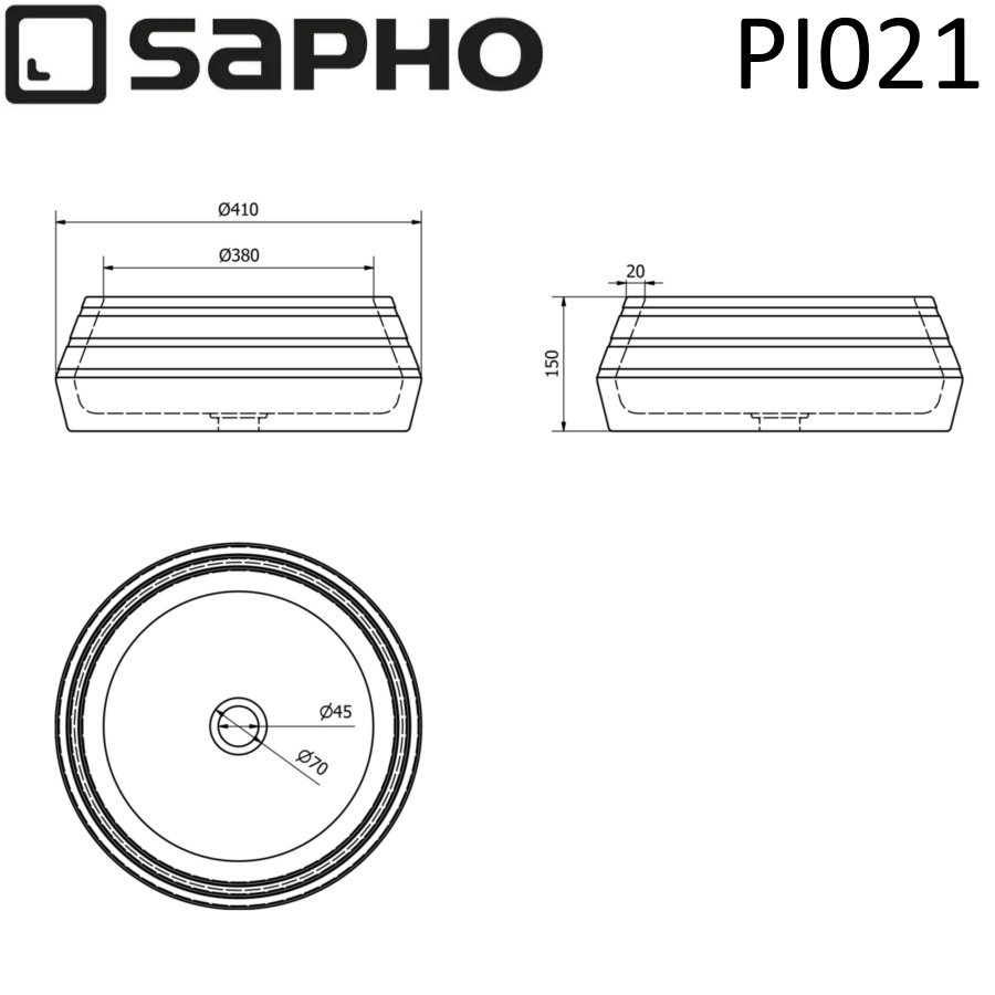 Раковина накладная 41см SAPHO PRIORI PI021 черный