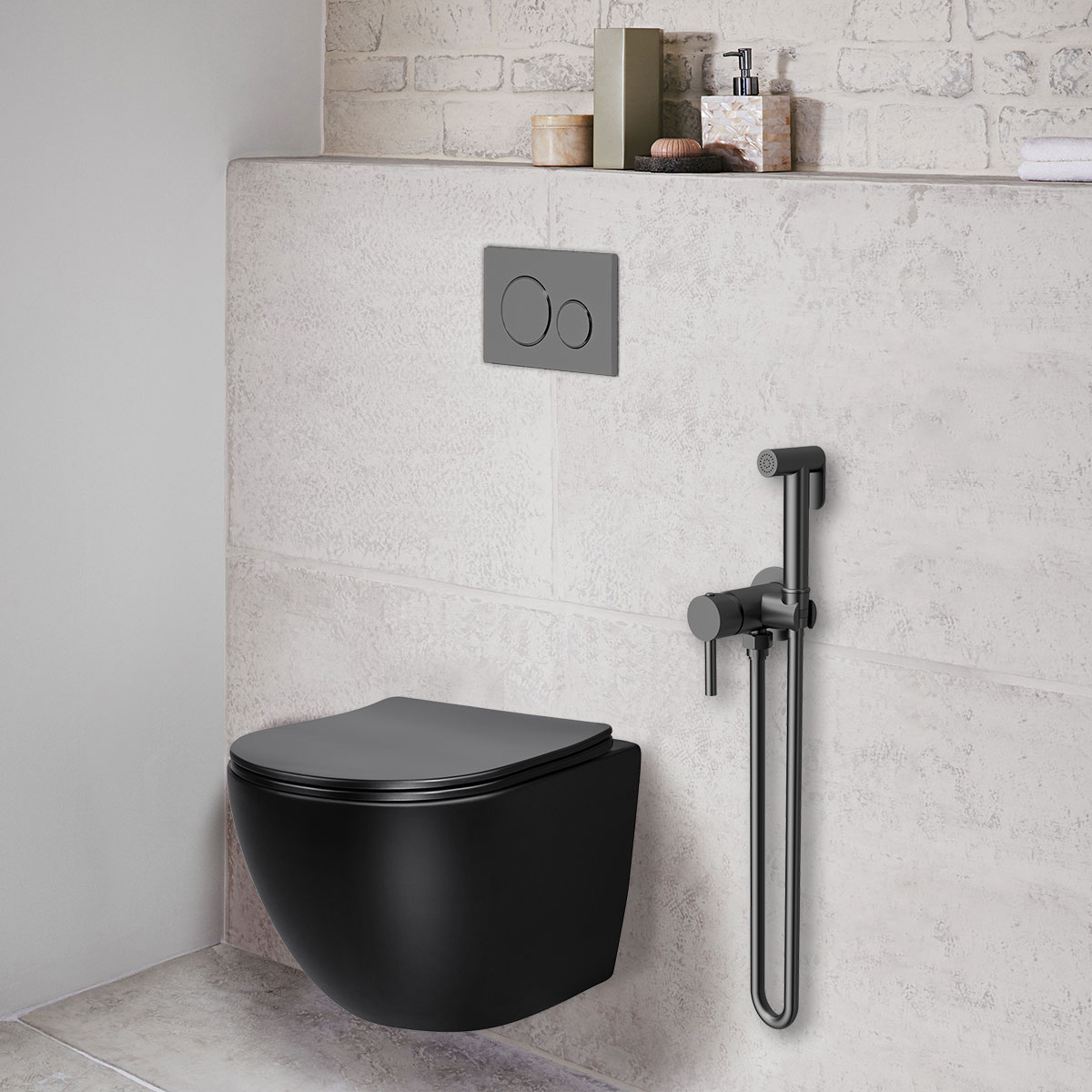 Гигиенический душ со смесителем Vincea VHFW-101GM вороненая сталь