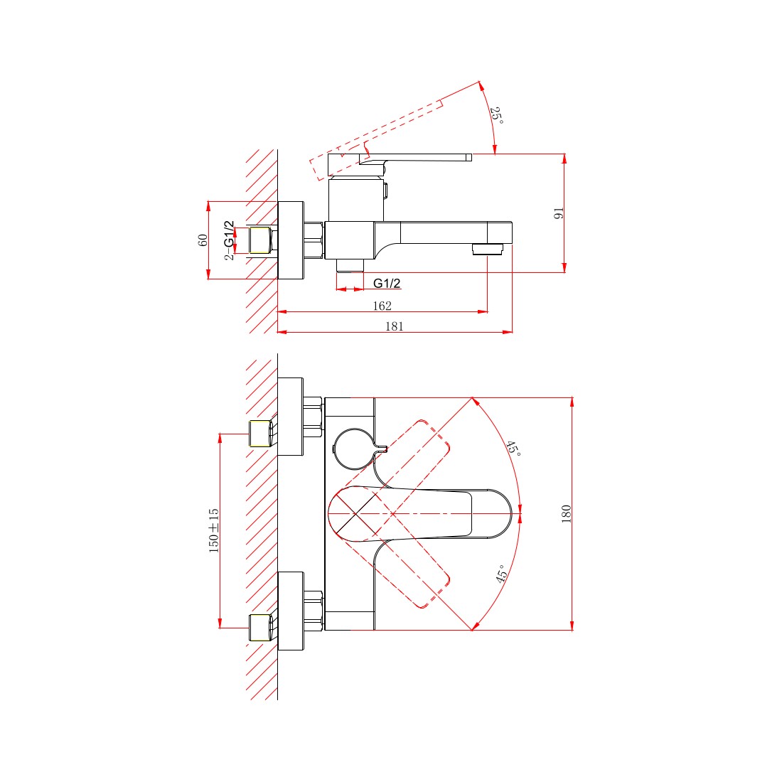 Смеситель на борт ванны D&K Bayern.Fürth DA1523201, хром