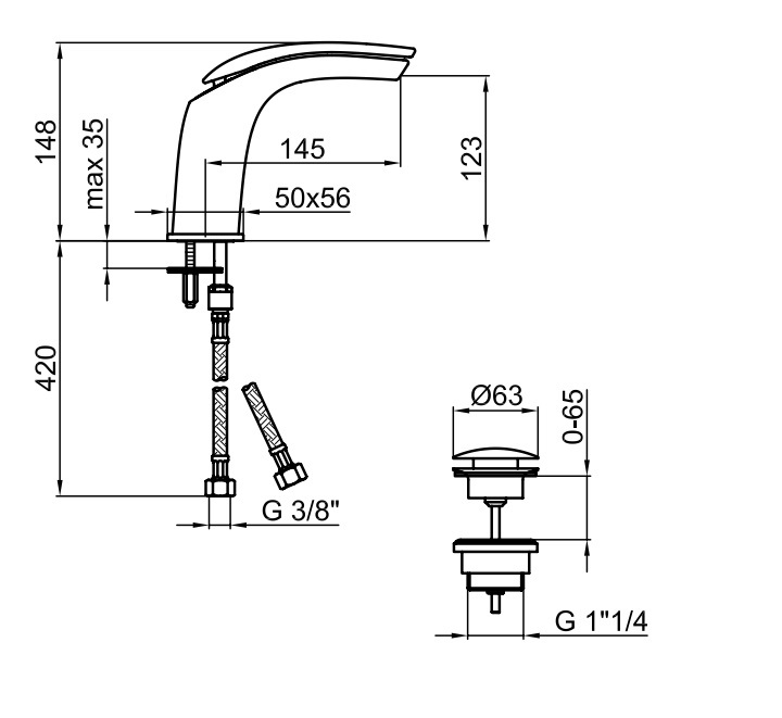 Смеситель для раковины Webert Aria AI832001560, черный