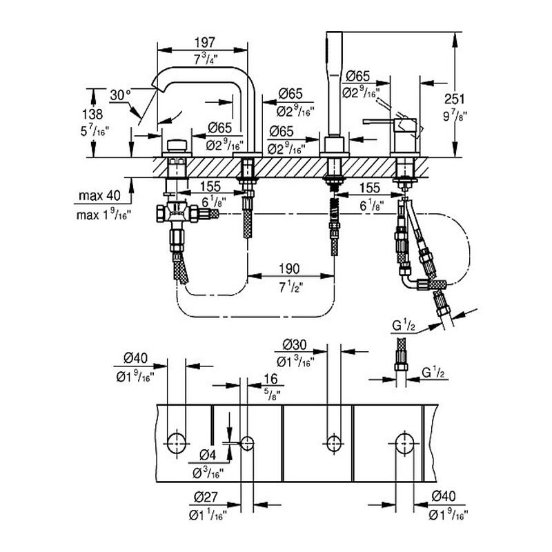 Смеситель для ванны Grohe Essence 19578GN1 холодный рассвет матовый