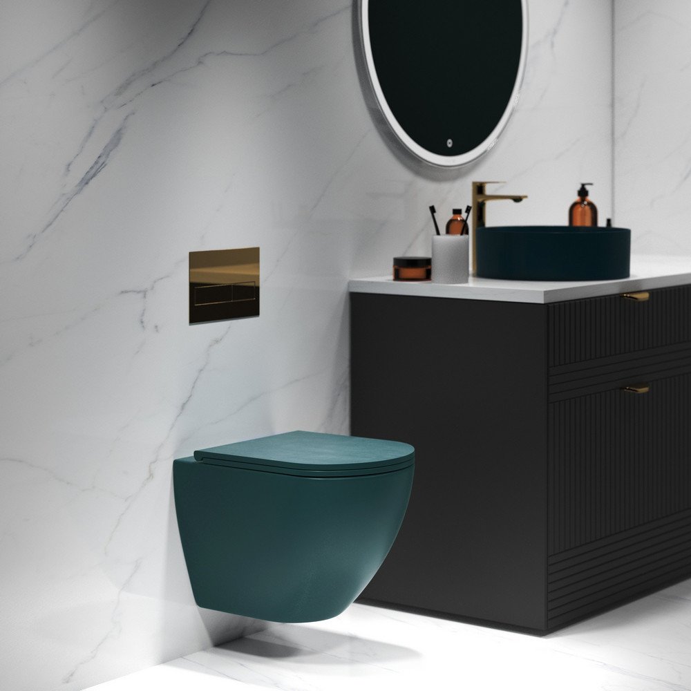 Унитаз подвесной Grossman GR-4455OLMS зеленый матовый, с сиденьем микролифт