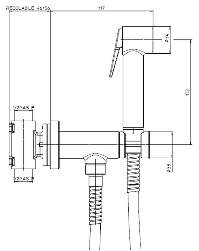 Гигиенический душ со смесителем Bossini Paloma Brass E37005B.043 золото матовое
