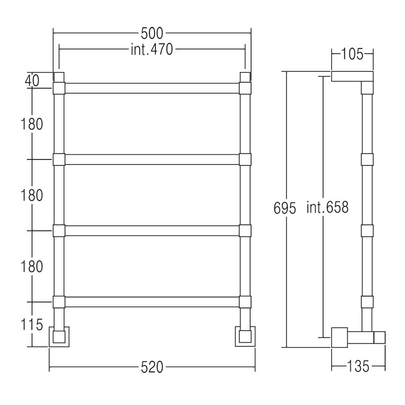 Полотенцесушитель водяной Margaroli Panorama 7424704CRN 69.5х52 хром