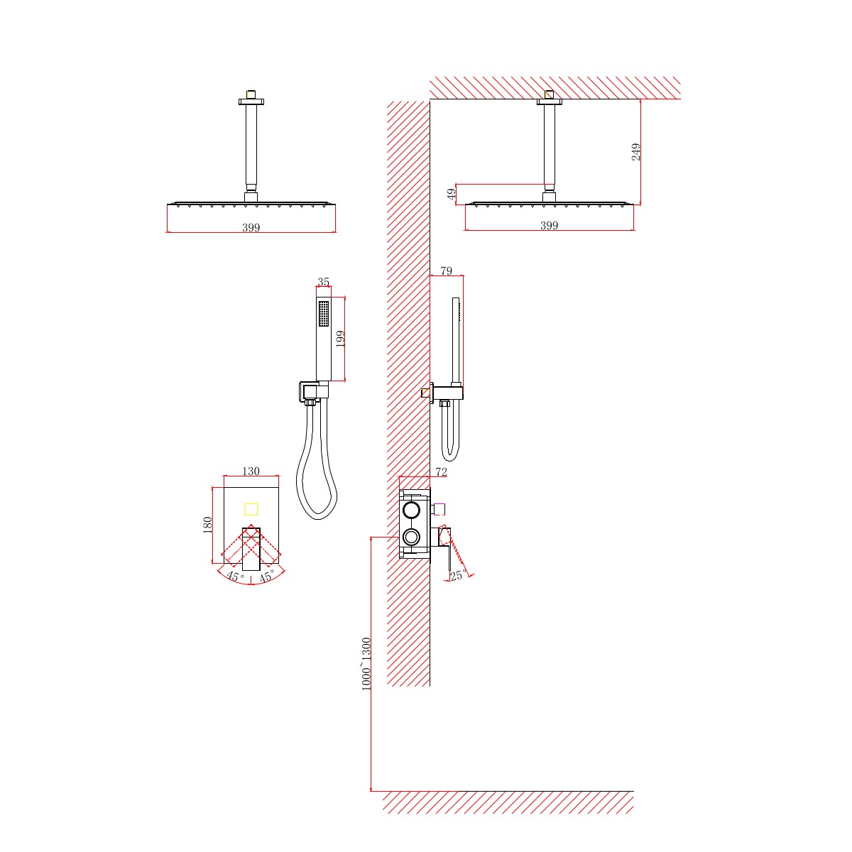 Душевая система встраиваемая D&K Bayern.Liszt DA1515801A19, хром