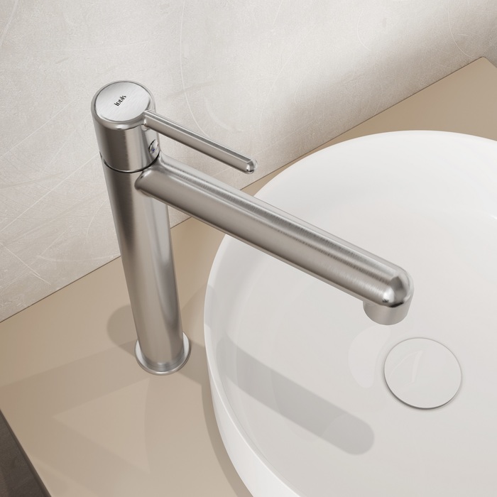 Cмеситель для настольного умывальника, хром матовый, Aiger, IDDIS AIGBC01i01