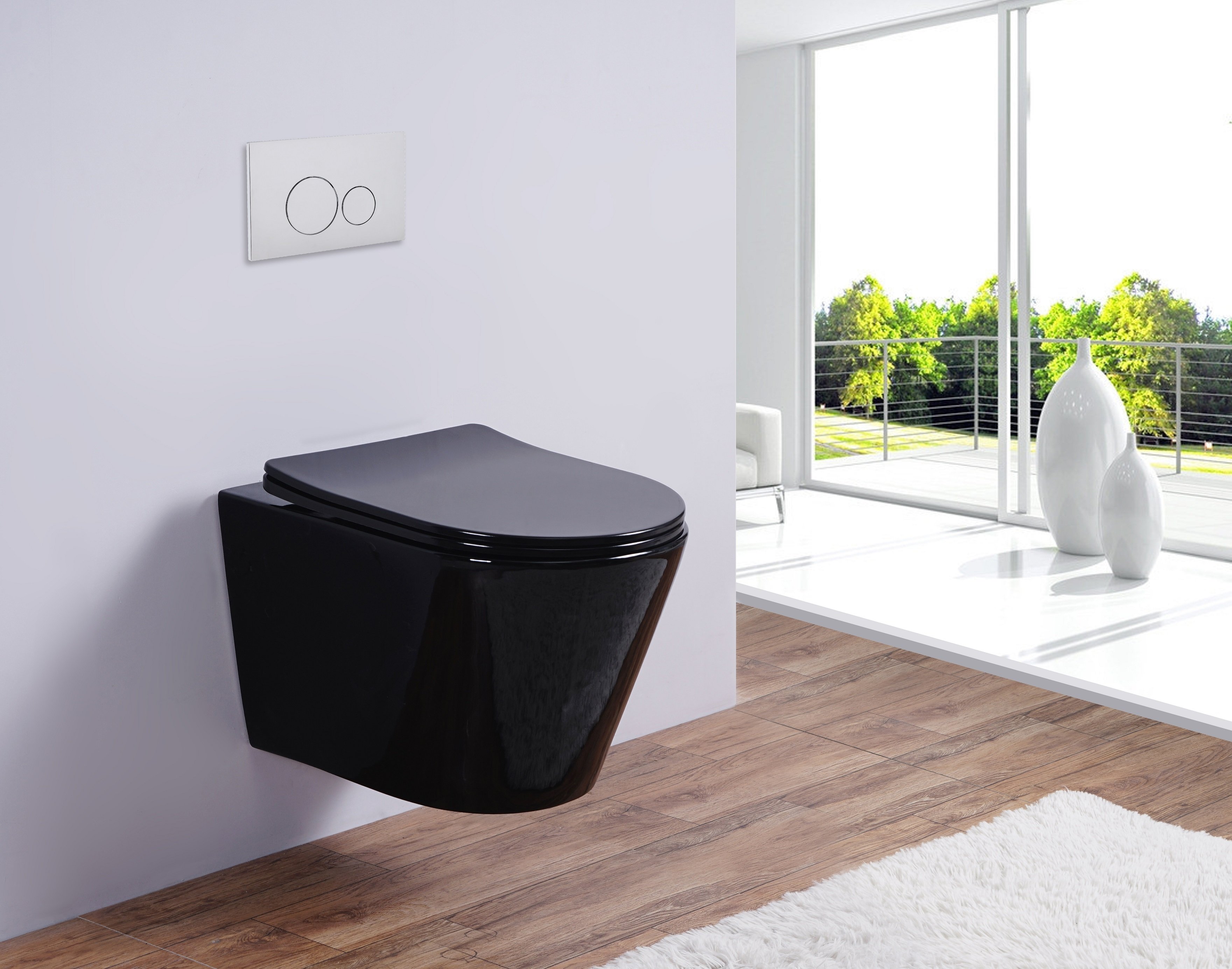 Унитаз подвесной Esbano CLAVEL черный, с сиденьем микролифт