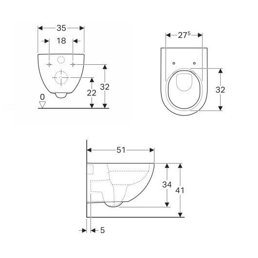 Унитаз подвесной безободковый Geberit Acanto 500.600.01.2 без сиденья
