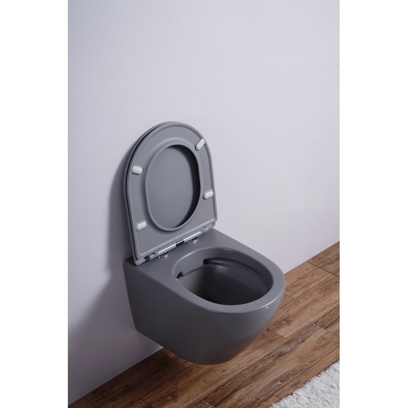 Унитаз подвесной Esbano AZALEA серый матовый, с сиденьем микролифт