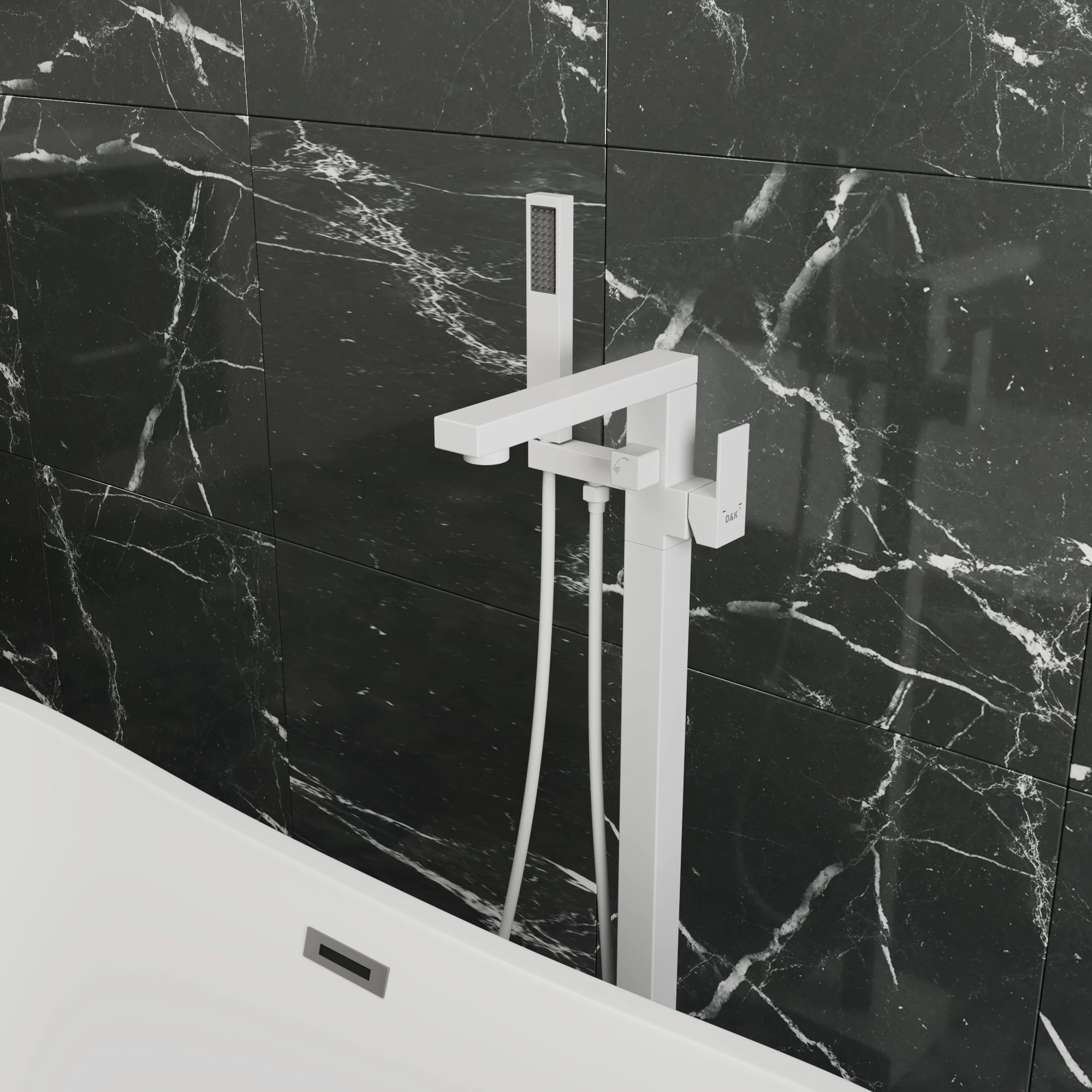 Смеситель для ванны напольный D&K Bayern.Liszt DA1516008 белый матовый