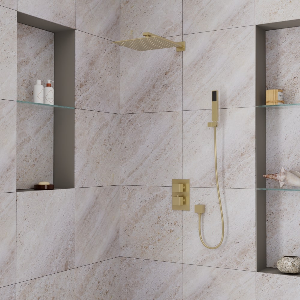 Душевая система встраиваемая с термостатом D&K Bayern.Liszt DA2515707A04, матовое золото