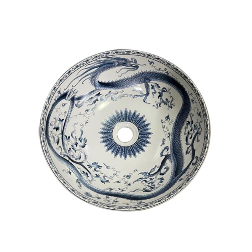 Раковина чаша Bronze de Luxe Dynasty 4008, белый/синий