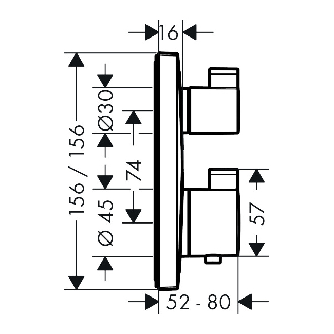 Термостат для душа на 2 потребителя Hansgrohe Ecostat Square 15714340 хром черный шлифованный