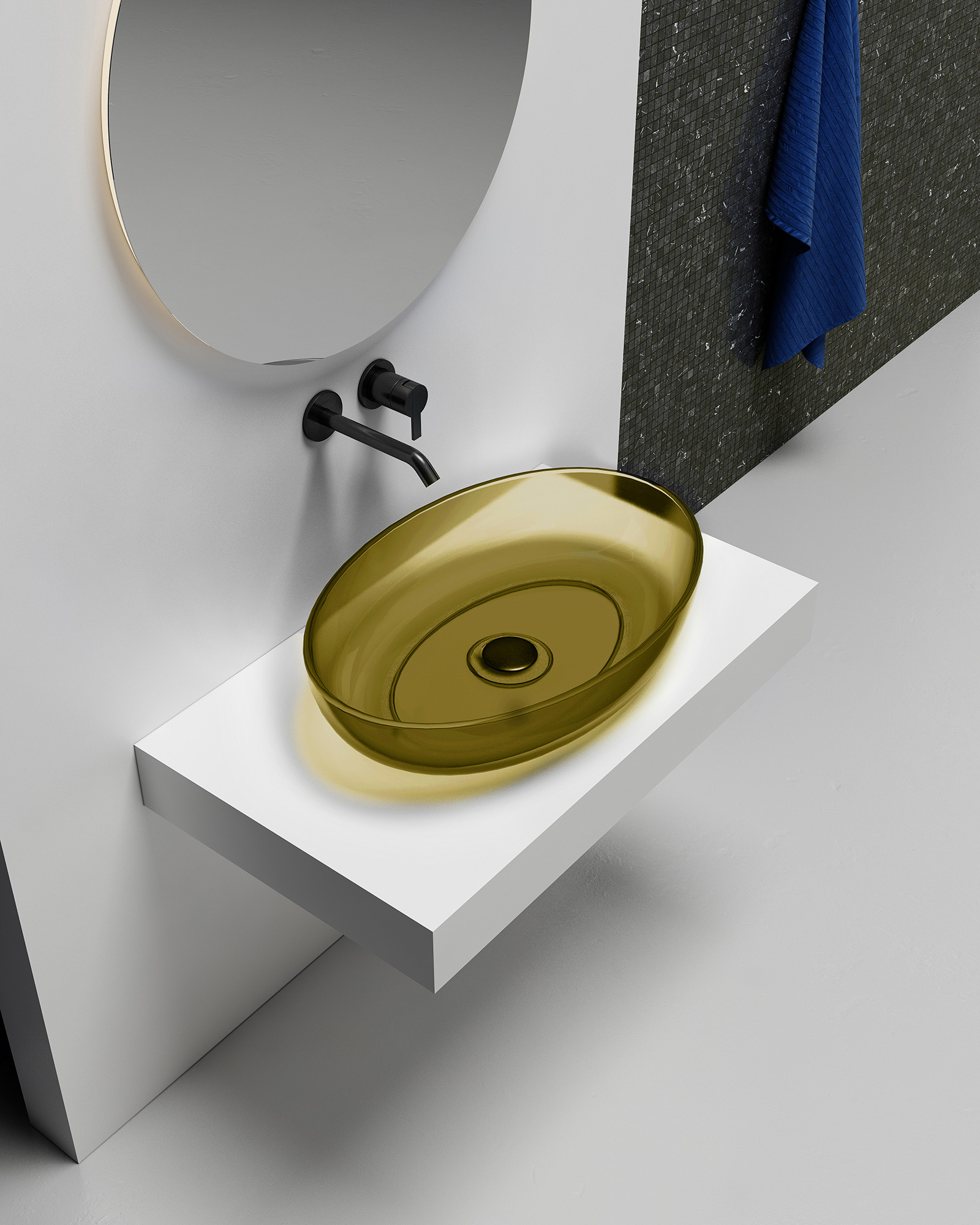 Раковина накладная прозрачная ABBER Kristall AT2801Vesuvian оливковая