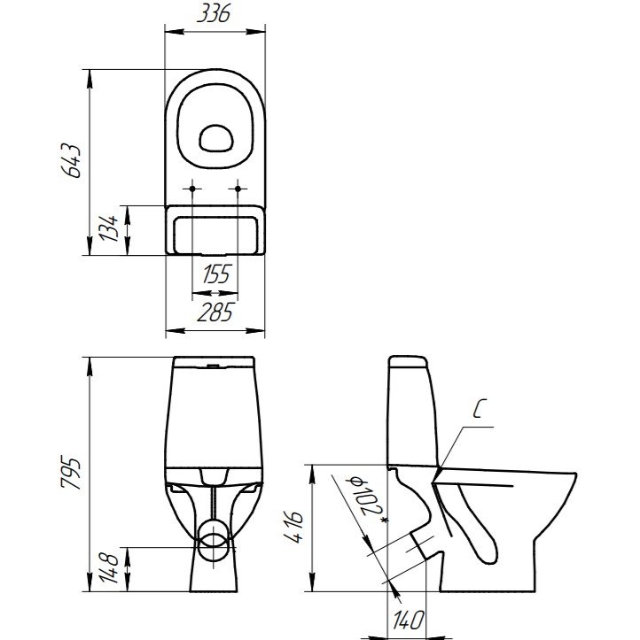 Унитаз напольный Cersanit Granta S-KO-GRA031-3/6-DL-n-w белый, с сиденьем микролифт