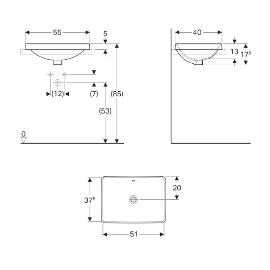 Раковина 55см Geberit VariForm 500.736.01.2