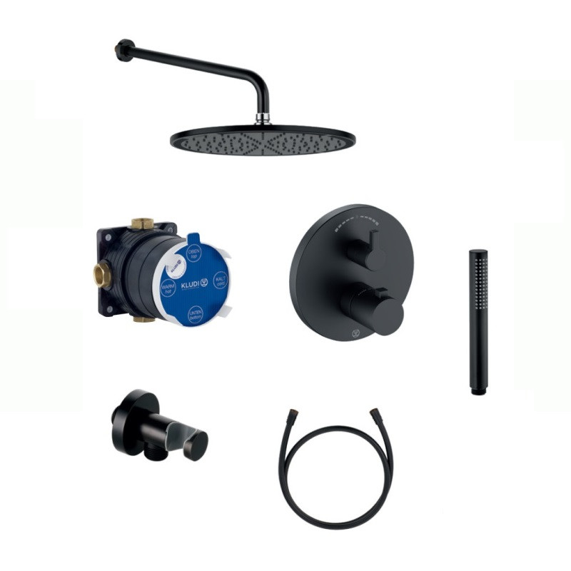 Встраиваемая душевая система с термостатом Kludi Nova Fonte 209303915 черный матовый