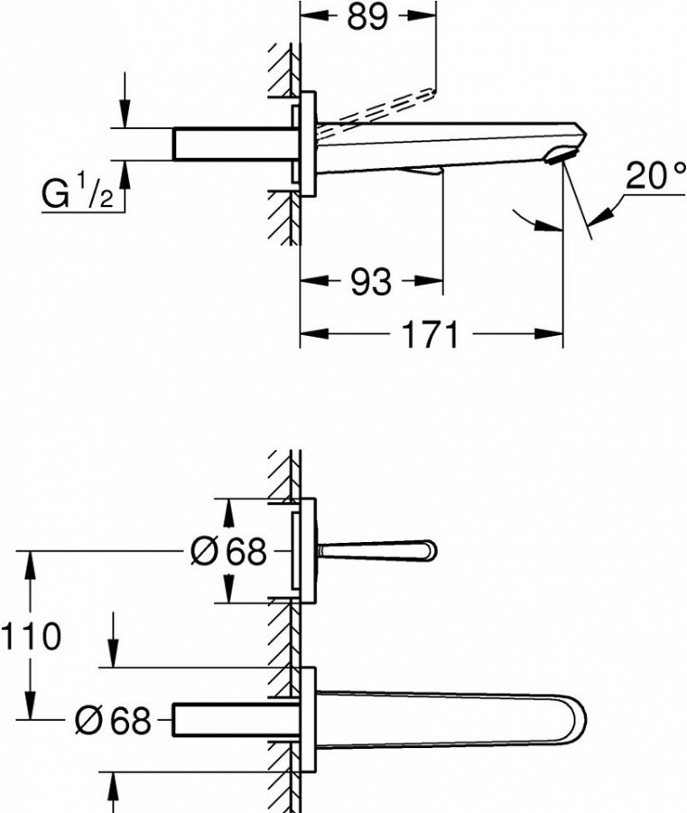 Смеситель для раковины Grohe Eurodisc Joy 19968LS0 белая луна/хром