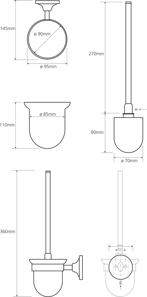 Щетка для унитаза Bemeta Retro bronze 144113017 Бронза