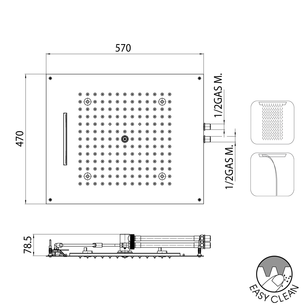 Верхний душ Bossini Dream H38930.030 хром