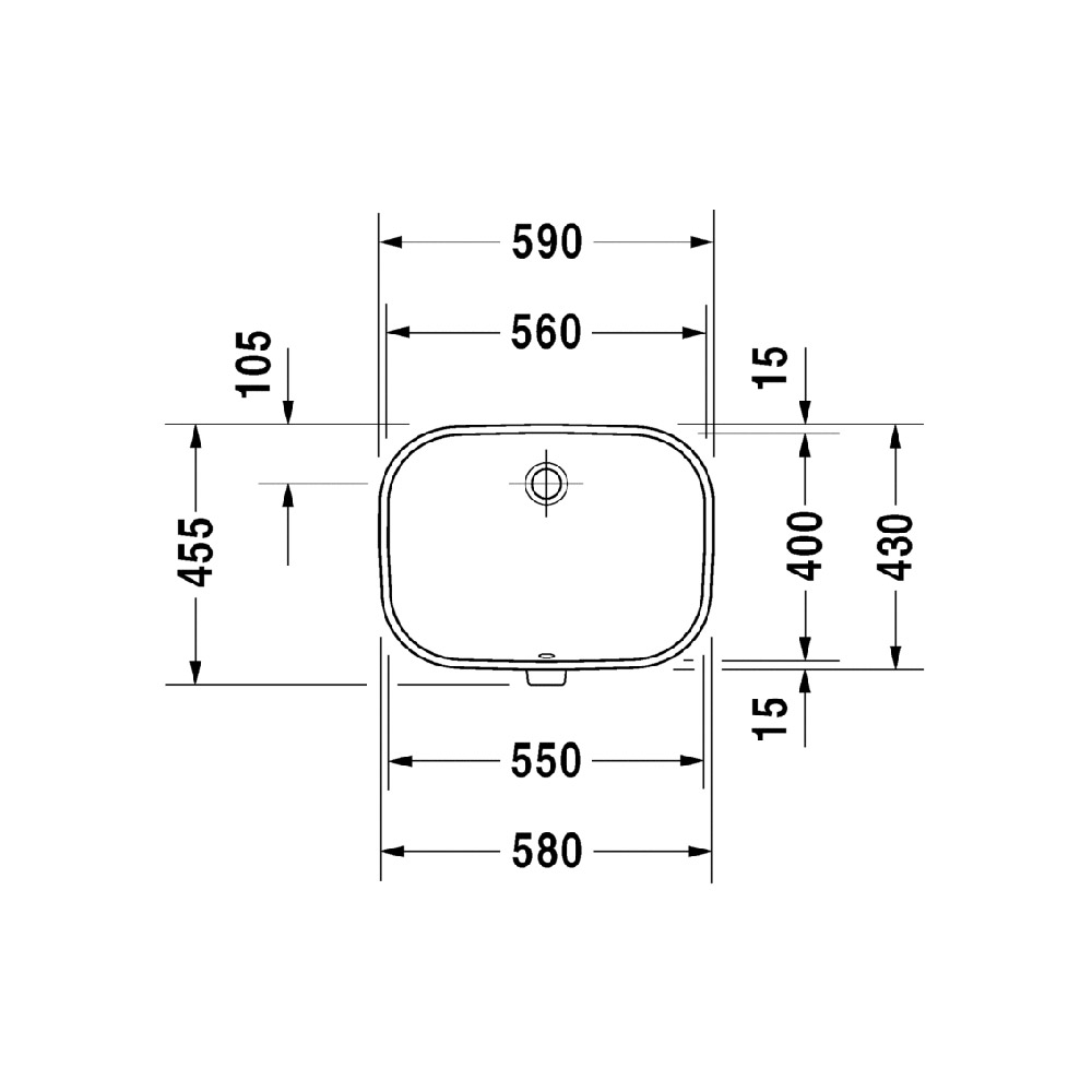 Раковина встраиваемая снизу 56см Duravit D-Code 0338560000 белый