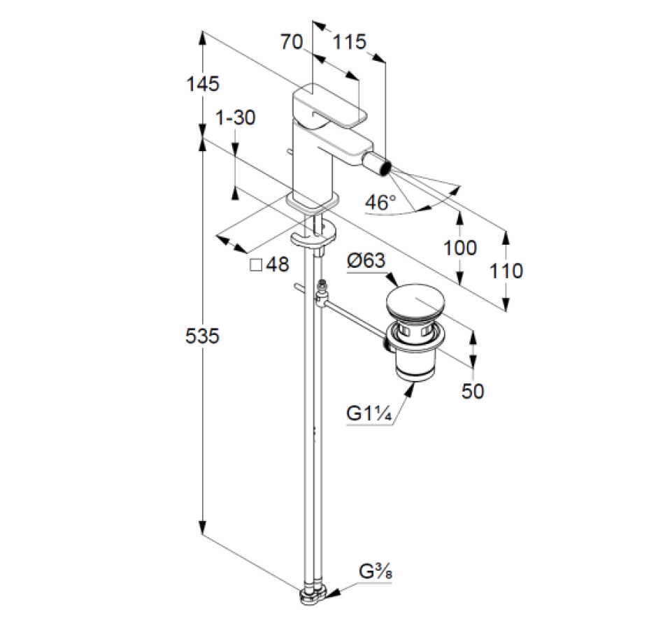 Смеситель для биде Kludi Renon 422160575 хром