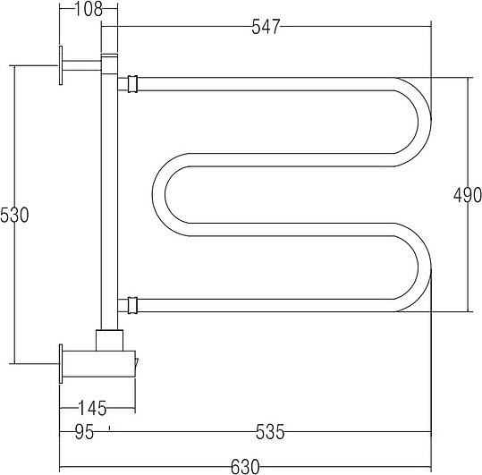 Полотенцесушитель электрический Margaroli Vento 500 530х630 золото