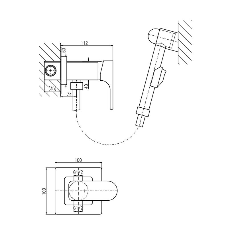 Гигиенический душ со смесителем Rav Slezak YUKON YU147/1CMAT, черный