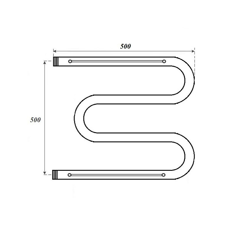 Полотенцесушитель водяной Point PN38555P 500x500 М-образный с полкой, хром