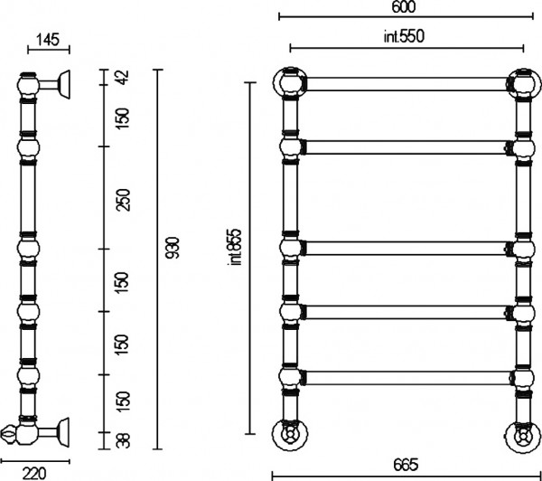 Полотенцесушитель водяной Margaroli Armonia 9-446-5 94645505CRN 855х600 хром