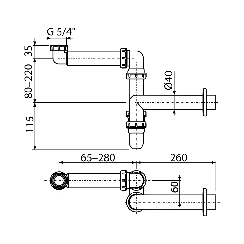 Сифон для раковины Alcaplast A434 Белая