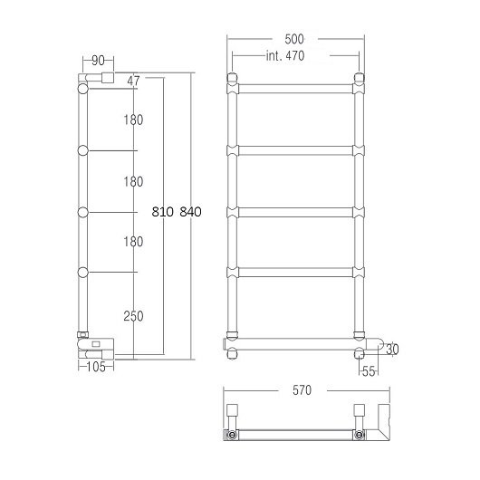 Полотенцесушитель электрический Margaroli Sole 542-5 5424705OBNB 840х570 бронза