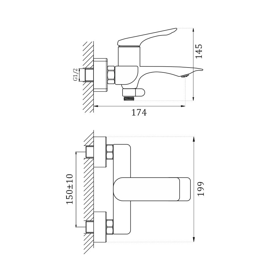 Смеситель для ванны Haiba HB60816-7, черный
