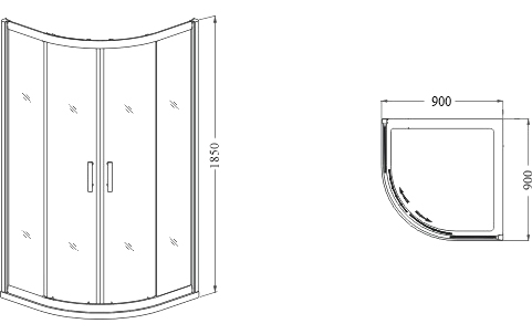 Душевой угол RGW Dolphin 90x90x185 профиль хром, стекло прозрачное