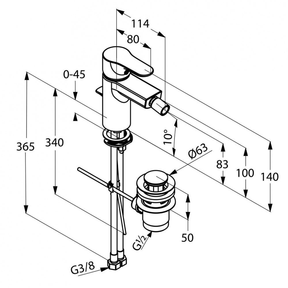 Смеситель для биде Kludi Objekta 324160575 хром