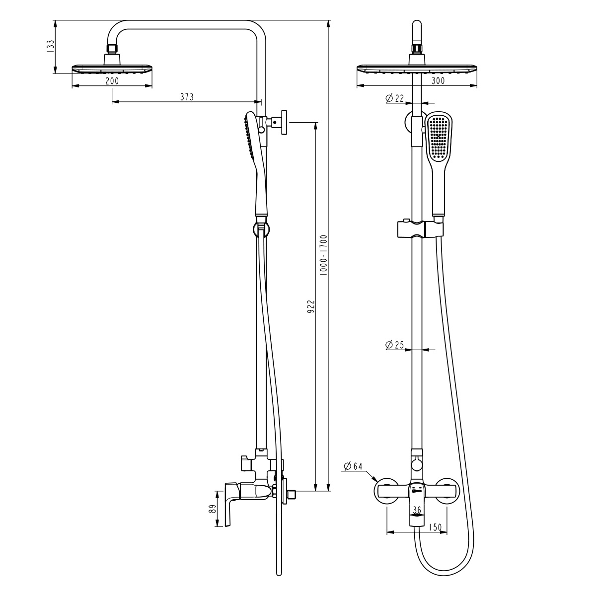 Душевая стойка Lemark Ursus LM7260BL черный