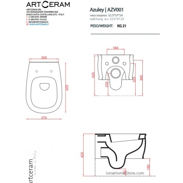 Унитаз подвесной ArtCeram Azuley AZV001