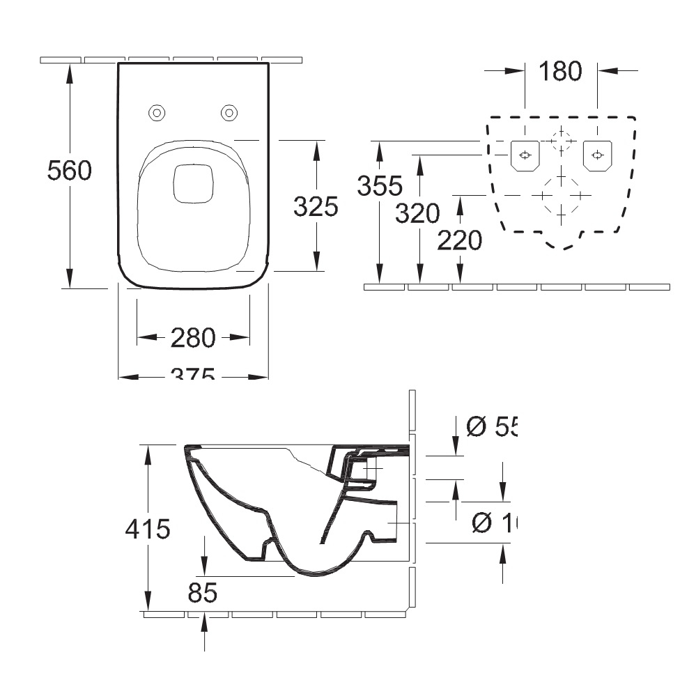 Унитаз подвесной Villeroy & Boch Venticello 4611R0R1 белый, без сиденья