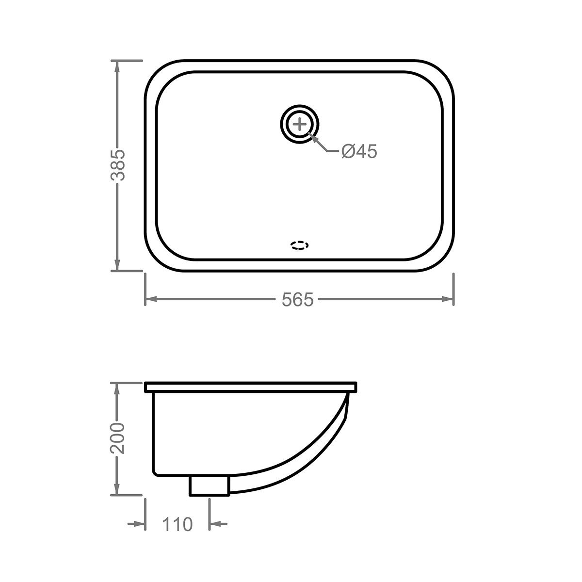 Раковина встраиваемая снизу 56см Artceram Nettuno NTL001 белый