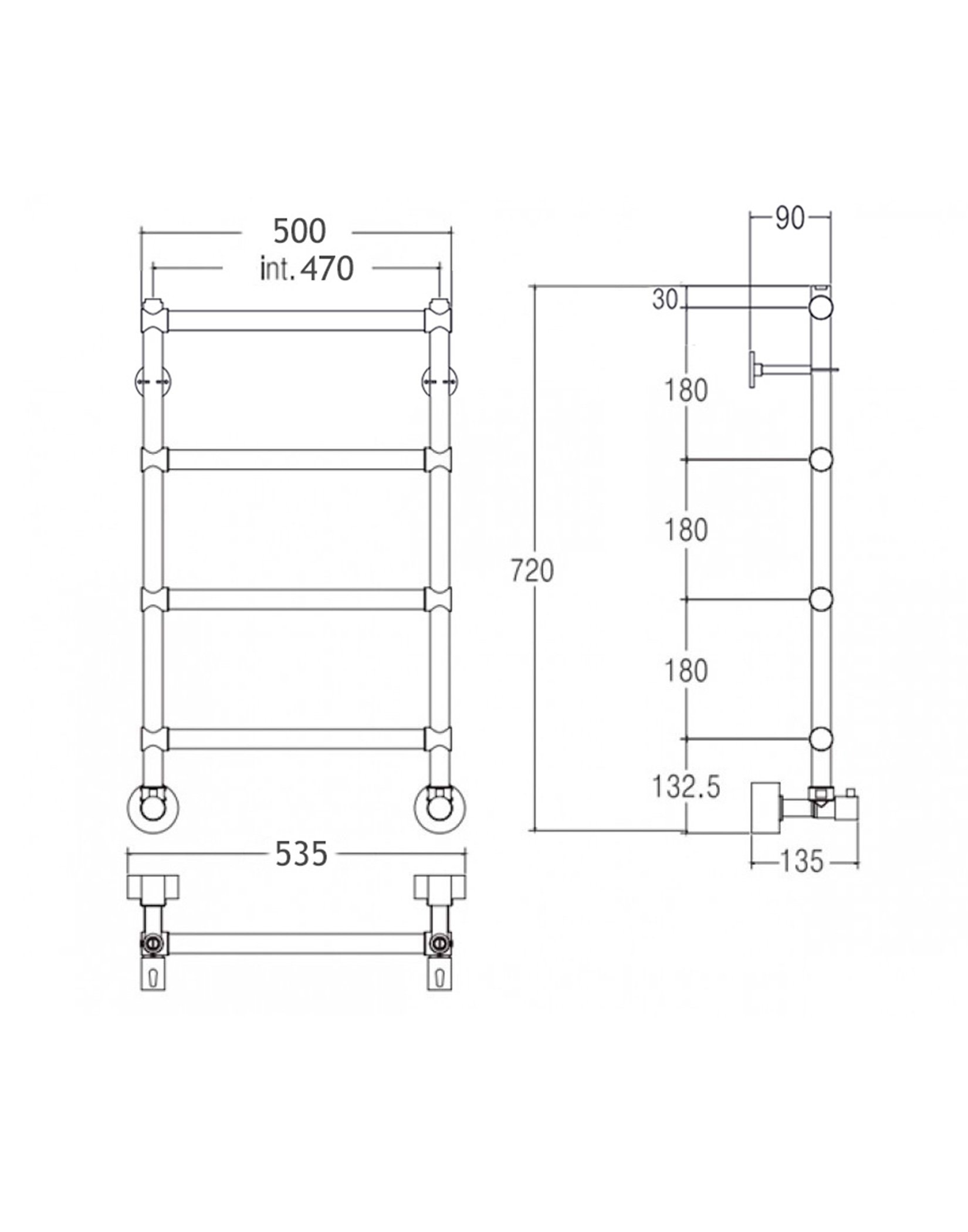 Полотенцесушитель водяной Margaroli Sole 4424704OBN 72х53 бронза